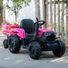 24V Kids Ride-On Tractor with Trailer, 400W Electric Farm Truck with Remote & Pedal Control, Headlights, USB MP3, Power Display, Adjustable Speeds, Safety Belt, Ride-On Toy Gift, Magenta view 4