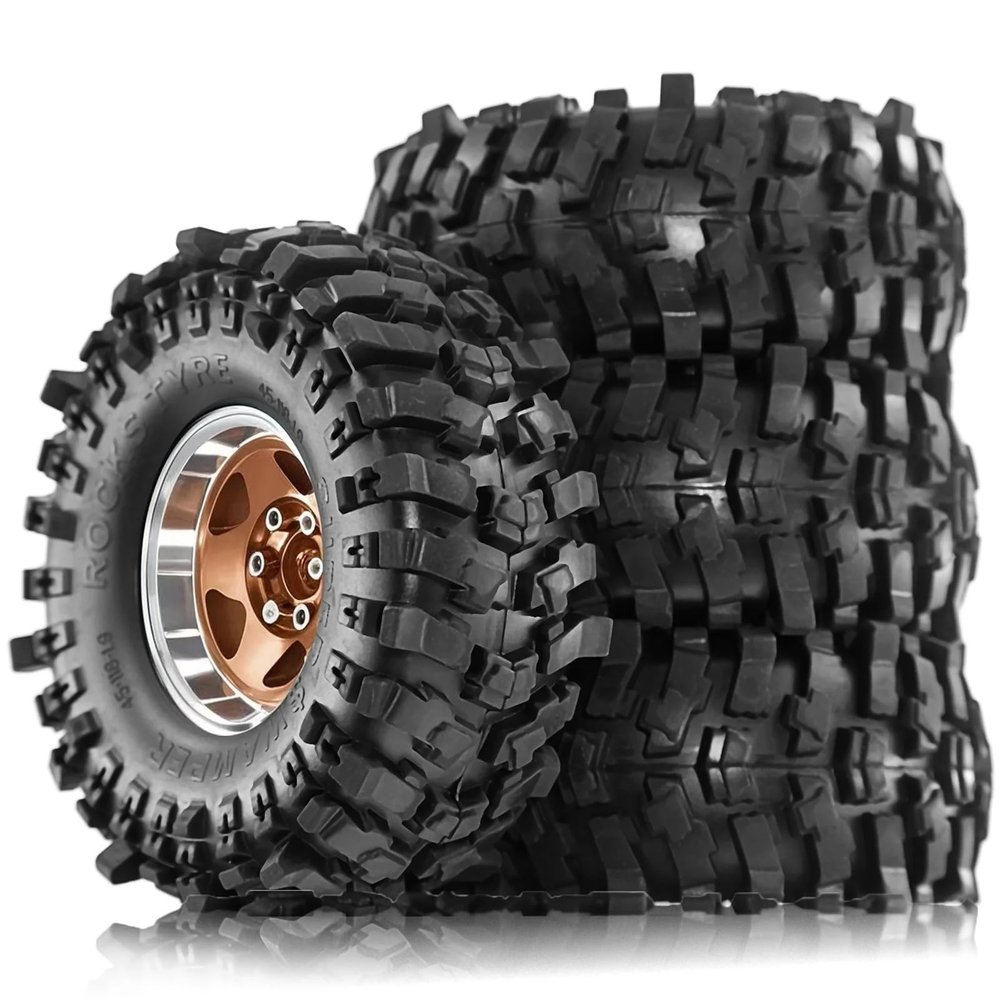 4pcs 1.9 in Wheel Tires for 1/10 TRX4 TRX6 SCX10 SCX10 II 90046 SCX10 III AXI03007 Gen7/8 D90 VS4-10 RC Crawler Car(4pcs Brown)