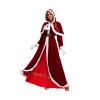 4Pcs Women Deluxe Christmas Mrs Claus Costume,Christmas Santa Velvet Dress with Hooded Cloak Cape Belt Gloves (X-Large) view 3