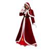 4Pcs Women Deluxe Christmas Mrs Claus Costume,Christmas Santa Velvet Dress with Hooded Cloak Cape Belt Gloves (X-Large) view 4