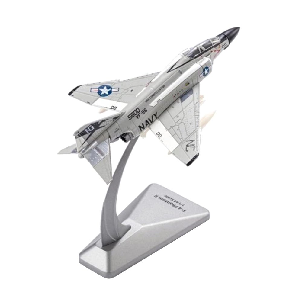 1/144 Scale United States Navy Mcdonnell Douglas F-4 Phantom II Fighter Model Alloy Model Diecast Plane Toy for Collection, White