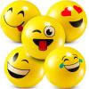 KiddieLoot 8.5-Inch Happy Face Bouncing Balls for Kids & Toddlers (Pack of 5) - Playground Balls w/ 5 Fun Designs - Lightweight Play Bouncy Ball Gifts for Boys & Girls view 1