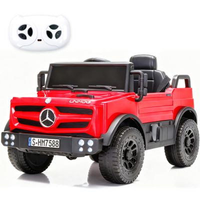 Licensed Mercedes-Benz Kids Cars, 12V Ride on Car with Parent Remote Control, LED Headlights, Music Player, Kids Electric Cars-Red