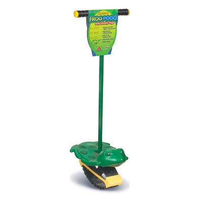 Geospace Jumparoo Frog Pogo Stick with Frog Sounds; for Young Kids 25 to 65 Lbs, Pogo Stick for Active Outdoor Fun Toy for Boys and Girls for Exercise, Balance, and Coordination