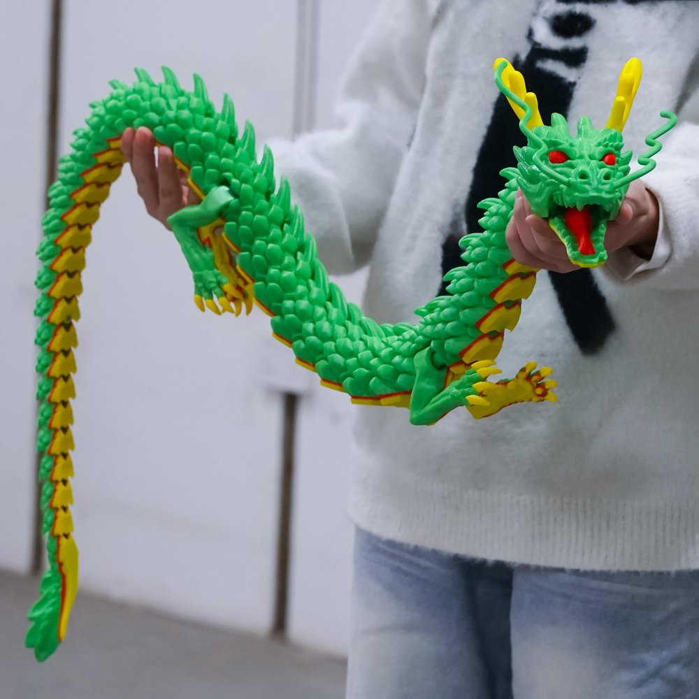 BANPIWOLG 47.5inch Large 3D Printed Dragon,Flexible Joint Animal lacertid Figurines, Home Office Decor,Fidget Toy for Adults Teens Festival Gifts,Easter Basket Stuffers,Executive Desk Toy (Green)