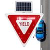 28" Solar Powered LED Flashing Yield Sign with 18.8V Solar Panel & Mounting Accessories - High Visibility Traffic Sign for Crosswalks and Safety Zones view 1