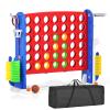 Glaf Giant 4-in-a-Row Game Outdoor Yard Jumbo 4-to-Score for Kids Adults and Family Adjustable Height Toy Set Floor Board Games Play with 42 Jumbo Rings Golf Basketball and Ring Toss (Red with Bag) view 1