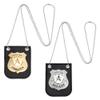UNICRAFTALE 2Pcs 2 Colors America Police Badge Platinum & Gold Detective Badge with 38.2 Inch Chain & Belt Clip Halloween Costume Badges Role Play Badges for Themed Parties Cosplay 3.82x2.8 Inches view 1
