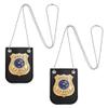 UNICRAFTALE 2Pcs America Police Badge Golden Detective Badge with Platinum Chain & Belt Clip Halloween Costume Badges Role Play Badges Police Accessories for Themed Parties Cosplay 3.82x2.8 Inches view 1
