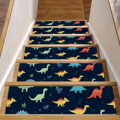 15 Packs Cartoon Animals-1289 Non-Slip Stair Treads for Wooden Steps Indoor, 30''X8'' Indoor Runner Resistant Stair Mat Staircase Steps Rugs for Children,Elders,Dogs