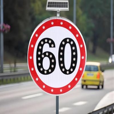 24" Solar-Powered LED Speed Limit Sign - Flashing Traffic Sign for 20/30/40/50/60/80 MPH - Durable Road Safety Indicator for Highways and Streets