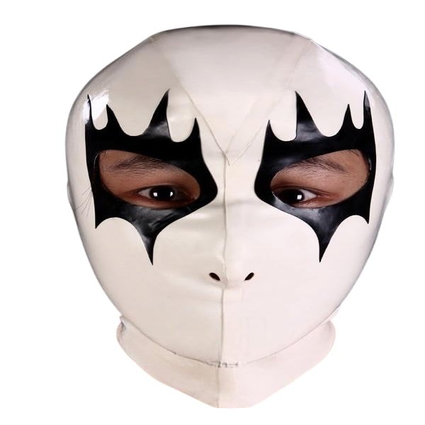 AiCc stylists White Halloween Latex Kvlt Corpse Paint Hood Rubber Mask Back Zipper Cosplay (XXL)