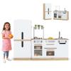Costzon Kids Kitchen Playset, 2 Piece Wooden Modular Toy Play Set w/Running Water, Sound & Light, Fridge, Dishwasher, Microwave, Oven, Pretend Play Kitchen for Kids Ages 3+ (Natural + White) view 1