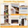Costzon Kids Kitchen Playset, 2 Piece Wooden Modular Toy Play Set w/Running Water, Sound & Light, Fridge, Dishwasher, Microwave, Oven, Pretend Play Kitchen for Kids Ages 3+ (Natural + White) view 3