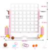 Glaf Giant 4-in-a-Row Game Outdoor Yard Jumbo 4-to-Score for Kids Adults and Family Adjustable Height Toy Set Floor Board Games Play with 42 Jumbo Rings Golf Basketball and Ring Toss (Pink) view 2