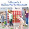 Glaf Giant 4-in-a-Row Game Outdoor Yard Jumbo 4-to-Score for Kids Adults and Family Adjustable Height Toy Set Floor Board Games Play with 42 Jumbo Rings Golf Basketball and Ring Toss (Red) view 4