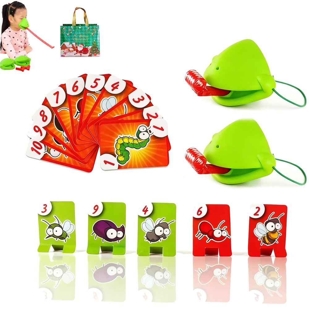 Frog Tongue Game-Tongue Shooting Game, Frog Mask with Blow Tongue, Multiplayer Party Game with Blow Tongue Mask and Blowing Air, Frog Tongue Games for Kids