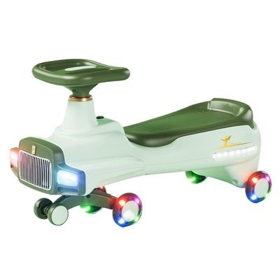 Wiggle Car Fun Light Up Car Scooter with Music Light-up Wheels Realistic Headlights Anti-Rollover Wiggle Cars(Green)
