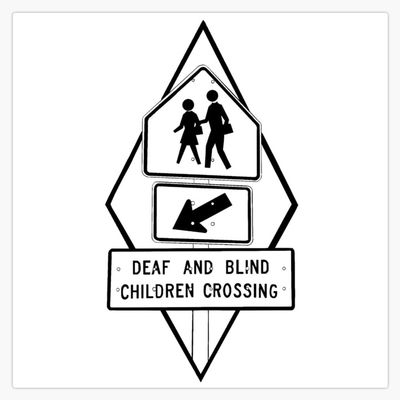 Magnet Deaf and Blind Children Crossing Diamond Magnetic Vinyl Decal Reusable 5"