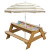 K LUCKIDS Kids 3-in-1 Sand & Water Activity Table, Wood Outdoor Convertible Picnic Table, 2 Play Boxes, Removable Top with Faucet, Picnic for Outdoor (Natural/Brown) view 1