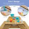K LUCKIDS Kids 3-in-1 Sand & Water Activity Table, Wood Outdoor Convertible Picnic Table, 2 Play Boxes, Removable Top with Faucet, Picnic for Outdoor (Natural/Brown) view 2