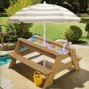 K LUCKIDS Kids 3-in-1 Sand & Water Activity Table, Wood Outdoor Convertible Picnic Table, 2 Play Boxes, Removable Top with Faucet, Picnic for Outdoor (Natural/Brown) view 3