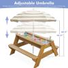 K LUCKIDS Kids 3-in-1 Sand & Water Activity Table, Wood Outdoor Convertible Picnic Table, 2 Play Boxes, Removable Top with Faucet, Picnic for Outdoor (Natural/Brown) view 4