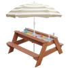 K LUCKIDS Kids 3-in-1 Sand & Water Activity Table, Wood Outdoor Convertible Picnic Table, 2 Play Boxes, Removable Top with Faucet, Picnic for Outdoor (Brown/Brown) view 1