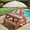 K LUCKIDS Kids 3-in-1 Sand & Water Activity Table, Wood Outdoor Convertible Picnic Table, 2 Play Boxes, Removable Top with Faucet, Picnic for Outdoor (Brown/Brown) view 3