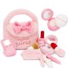 MaoGoLan 10pcs Toddler Purse Play Set Pretend Play Toys for Little Girls, My First Purse Bag with Soft Sensory Plush Makeup Kit, Wallet, Keys, Mirror, Phone, Toddler Toy Gift for Girls view 1