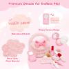 MaoGoLan 10pcs Toddler Purse Play Set Pretend Play Toys for Little Girls, My First Purse Bag with Soft Sensory Plush Makeup Kit, Wallet, Keys, Mirror, Phone, Toddler Toy Gift for Girls view 3