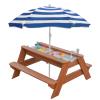 K LUCKIDS Kids 3-in-1 Sand & Water Activity Table, Wood Outdoor Convertible Picnic Table, 2 Play Boxes, Removable Top with Faucet, Picnic for Outdoor (Brown/Navy) view 1