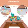 K LUCKIDS Kids 3-in-1 Sand & Water Activity Table, Wood Outdoor Convertible Picnic Table, 2 Play Boxes, Removable Top with Faucet, Picnic for Outdoor (Brown/Navy) view 2