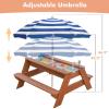 K LUCKIDS Kids 3-in-1 Sand & Water Activity Table, Wood Outdoor Convertible Picnic Table, 2 Play Boxes, Removable Top with Faucet, Picnic for Outdoor (Brown/Navy) view 4