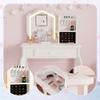 Kids Vanity with Lighted Mirror, Toddler Vanity Table and Chair Set, Girls Makeup Playset, White view 3