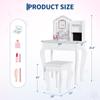 Kids Vanity with Lighted Mirror, Toddler Vanity Table and Chair Set, Girls Makeup Playset, White view 4