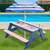 K LUCKIDS Kids 3-in-1 Sand & Water Activity Table, Wood Outdoor Convertible Picnic Table, 2 Play Boxes, Removable Top with Faucet, Picnic for Outdoor (Pink/Navy) view 4