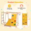 Costzon Indoor Playground, 6-in-1 Kids Montessori Jungle Gym with Baby Slide, Rock Climbing Wall, Basketball Hoop, Monkey Bar, Rope Net, Ladder, Wooden Climber Playset for Kids Gifts (Multicolor) view 4