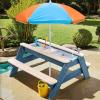 K LUCKIDS Kids 3-in-1 Sand & Water Activity Table, Wood Outdoor Convertible Picnic Table, 2 Play Boxes, Removable Top with Faucet, Picnic for Outdoor (Blue/Orange) view 3