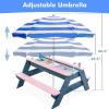 K LUCKIDS Kids 3-in-1 Sand & Water Activity Table, Wood Outdoor Convertible Picnic Table, 2 Play Boxes, Removable Top with Faucet, Picnic for Outdoor (Pink/Orange) view 3