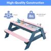 K LUCKIDS Kids 3-in-1 Sand & Water Activity Table, Wood Outdoor Convertible Picnic Table, 2 Play Boxes, Removable Top with Faucet, Picnic for Outdoor (Pink/Orange) view 4
