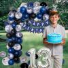 13th Birthday Decorations for Boys Girls, Blue Silver 13 Year Old Boy Bday Decor, Number 13 Balloon Happy 13th Birthday Banner Backdrop Honeycomb Centerpieces for Official Teenager Party Supplies view 4