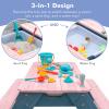 K LUCKIDS Kids 3-in-1 Sand & Water Activity Table, Wood Outdoor Convertible Picnic Table, 2 Play Boxes, Removable Top with Faucet, Picnic for Outdoor (Pink/Pink) view 2