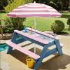 K LUCKIDS Kids 3-in-1 Sand & Water Activity Table, Wood Outdoor Convertible Picnic Table, 2 Play Boxes, Removable Top with Faucet, Picnic for Outdoor (Pink/Pink) view 3