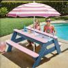 K LUCKIDS Kids 3-in-1 Sand & Water Activity Table, Wood Outdoor Convertible Picnic Table, 2 Play Boxes, Removable Top with Faucet, Picnic for Outdoor (Pink/Pink) view 4