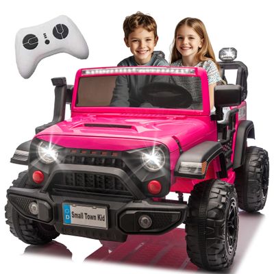24V Ride on Toys for Big Kids, 2 Seater Ride on Cars with Remote Control, 400W Motor, Ride on Truck w/ 20in Wide Seat, 3 Speeds, Lights, Bluetooth, Electric Car for Kids 3-8, Capacity 110 lb-Pink