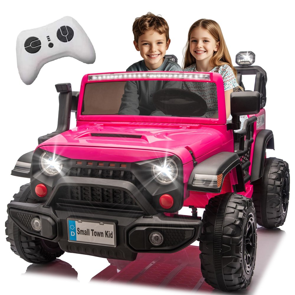 24V Ride on Toys for Big Kids, 2 Seater Ride on Cars with Remote Control, 400W Motor, Ride on Truck w/ 20in Wide Seat, 3 Speeds, Lights, Bluetooth, Electric Car for Kids 3-8, Capacity 110 lb-Pink