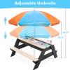 K LUCKIDS Kids 3-in-1 Sand & Water Activity Table, Wood Outdoor Convertible Picnic Table, 2 Play Boxes, Removable Top with Faucet, Picnic for Outdoor (Black/Orange) view 4