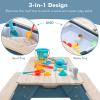 K LUCKIDS Kids 3-in-1 Sand & Water Activity Table, Wood Outdoor Convertible Picnic Table, 2 Play Boxes, Removable Top with Faucet, Picnic for Outdoor (Blue/Navy) view 2