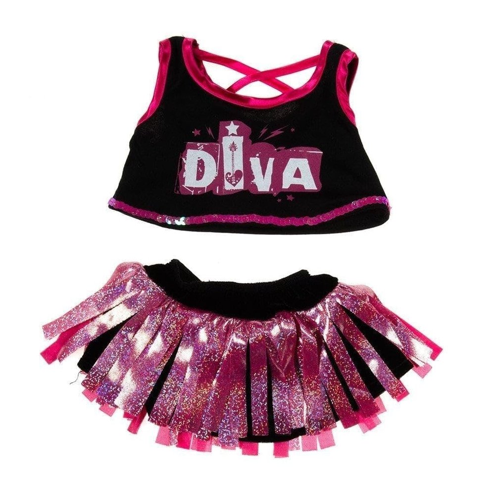 Diva Girl Outfit Plush Clothes Fits 14 to 18 Inch - Stuffed Animals Teddy Bear Doll Costume Dress Up Fashion Accessory Adorable Pretend Play Wardrobe Gift for Kids